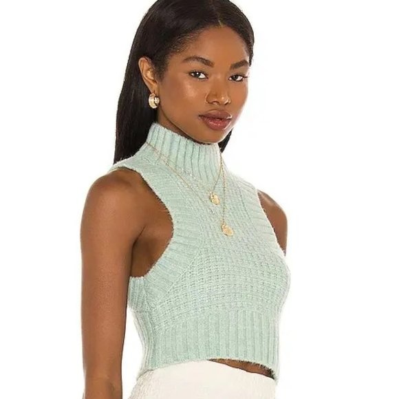 For Love & Lemons NWT Dominique Crop Sweater Tank in Mint size Medium - Picture 2 of 8